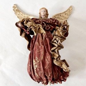 Angel Christmas Ornament 12” x 9”ceramic Head,‎ Hands & Feet ￼blonde w/blue eyes